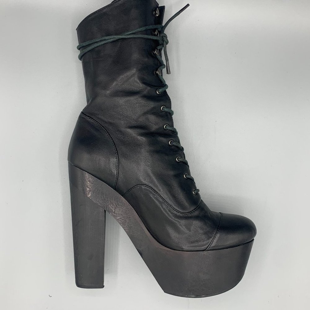 Black Platforms Ankle boots in Leather (39)  - FL-SH-049